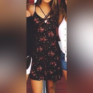 American Eagle Black and Pink Floral Dress